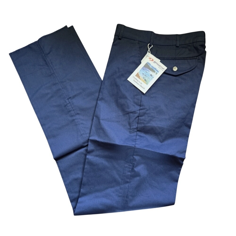 Sportif USA Calcutta Plain Pant Navy Blue Mens Size 30 Unfinished Hem 482162 NWT